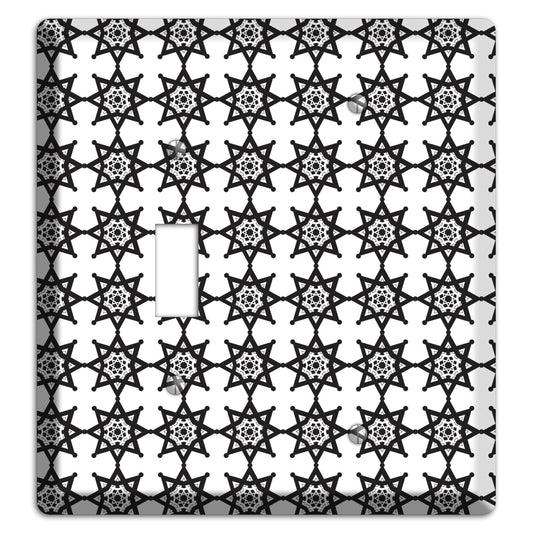 White with Black Arabesque Aster Toggle / Blank Wallplate