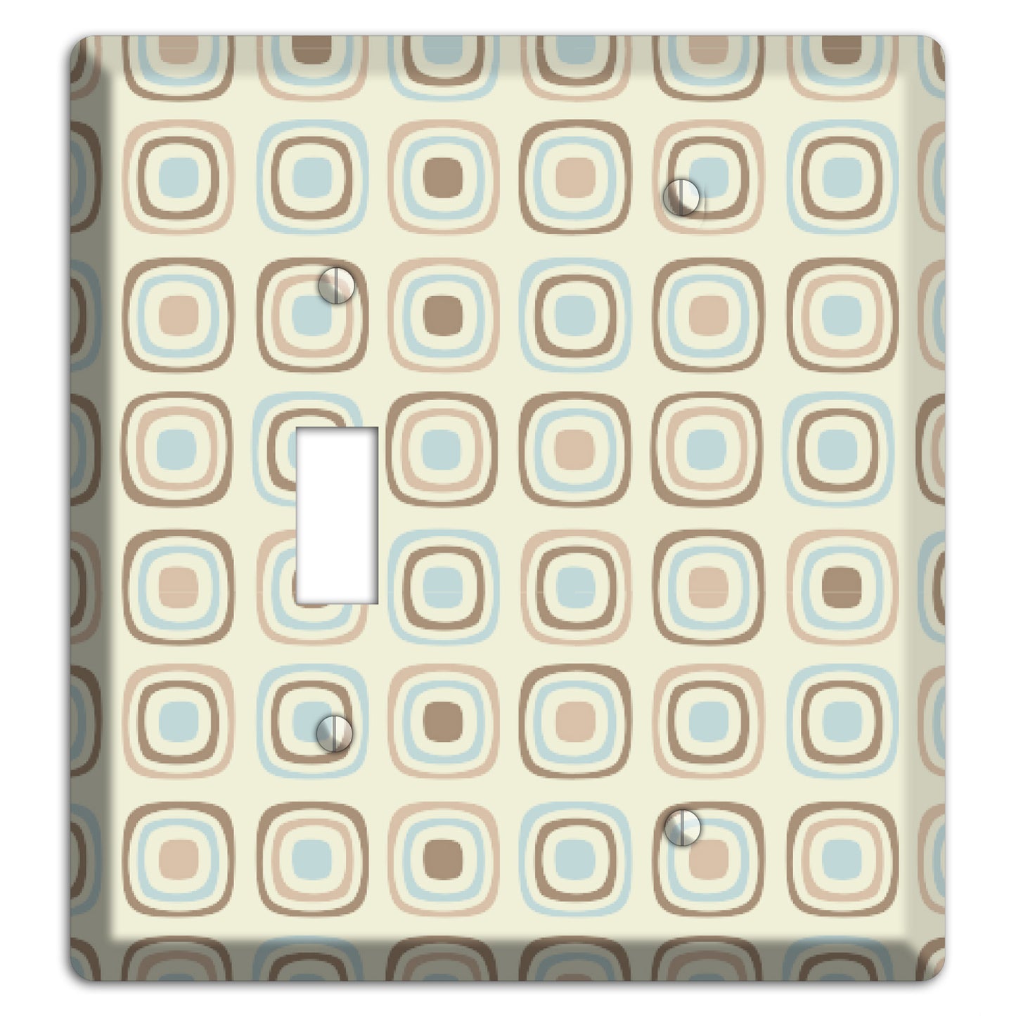 Multi Beige Brown Dusty Blue Retro Squares Toggle / Blank Wallplate