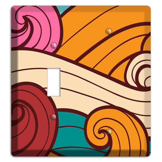 Abstract Curl Red & Cream Toggle / Blank Wallplate