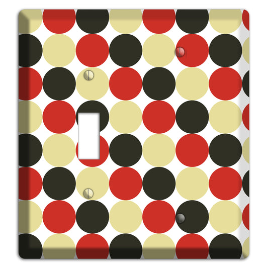 Beige Red Black Tiled Dots Toggle / Blank Wallplate