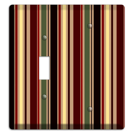 Multi olive and Burgundy Vertical Stripes Toggle / Blank Wallplate