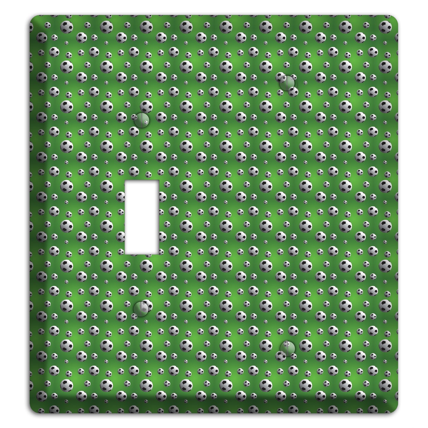 Green with Soccer Balls Toggle / Blank Wallplate