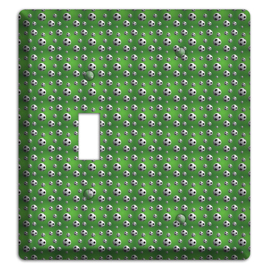 Green with Soccer Balls Toggle / Blank Wallplate