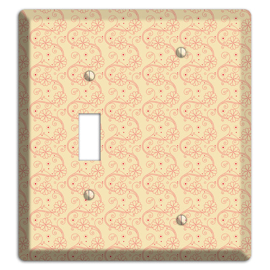 Tiny Off White Floral Swirl Toggle / Blank Wallplate