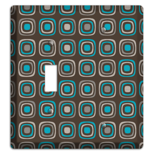 Brown and Blue Rounded Squares Toggle / Blank Wallplate