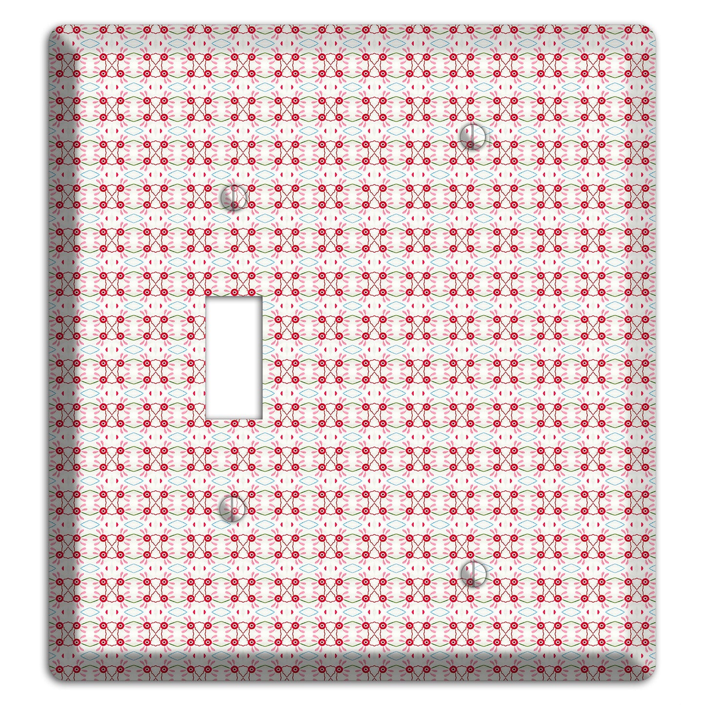 White with Red Ball and Stick Tapestry Toggle / Blank Wallplate