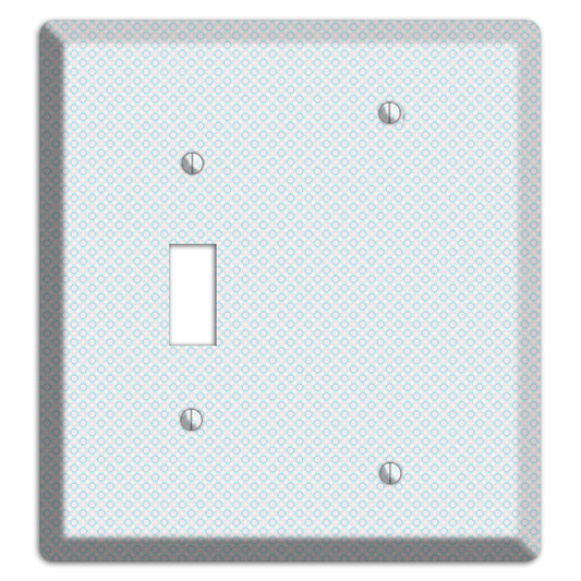 White with Light Blue Tiny Arabesque Toggle / Blank Wallplate