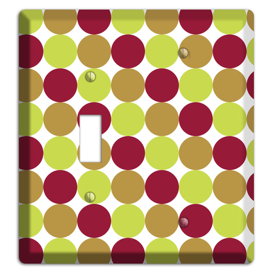 Lime Brown Maroon Tiled Dots Toggle / Blank Wallplate