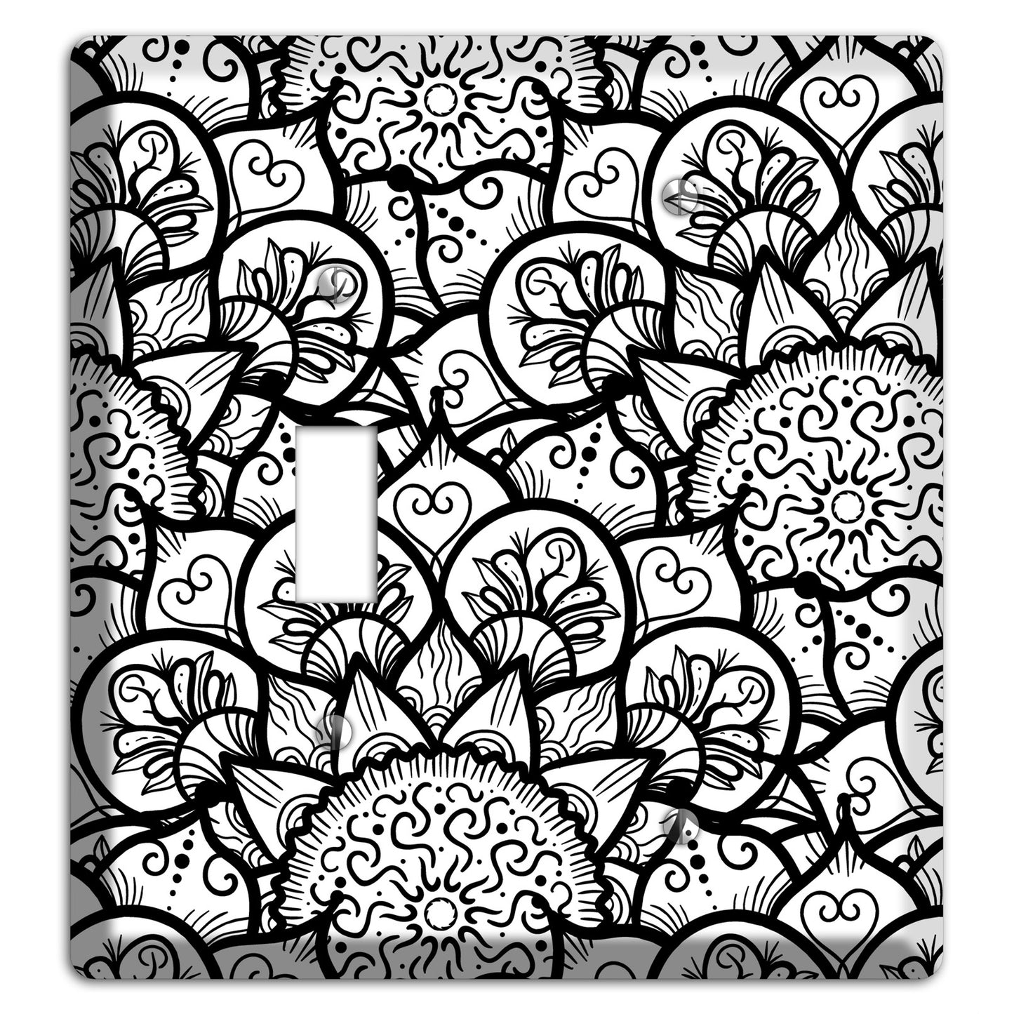 Mandala Black and White Style N Cover Plates Toggle / Blank Wallplate