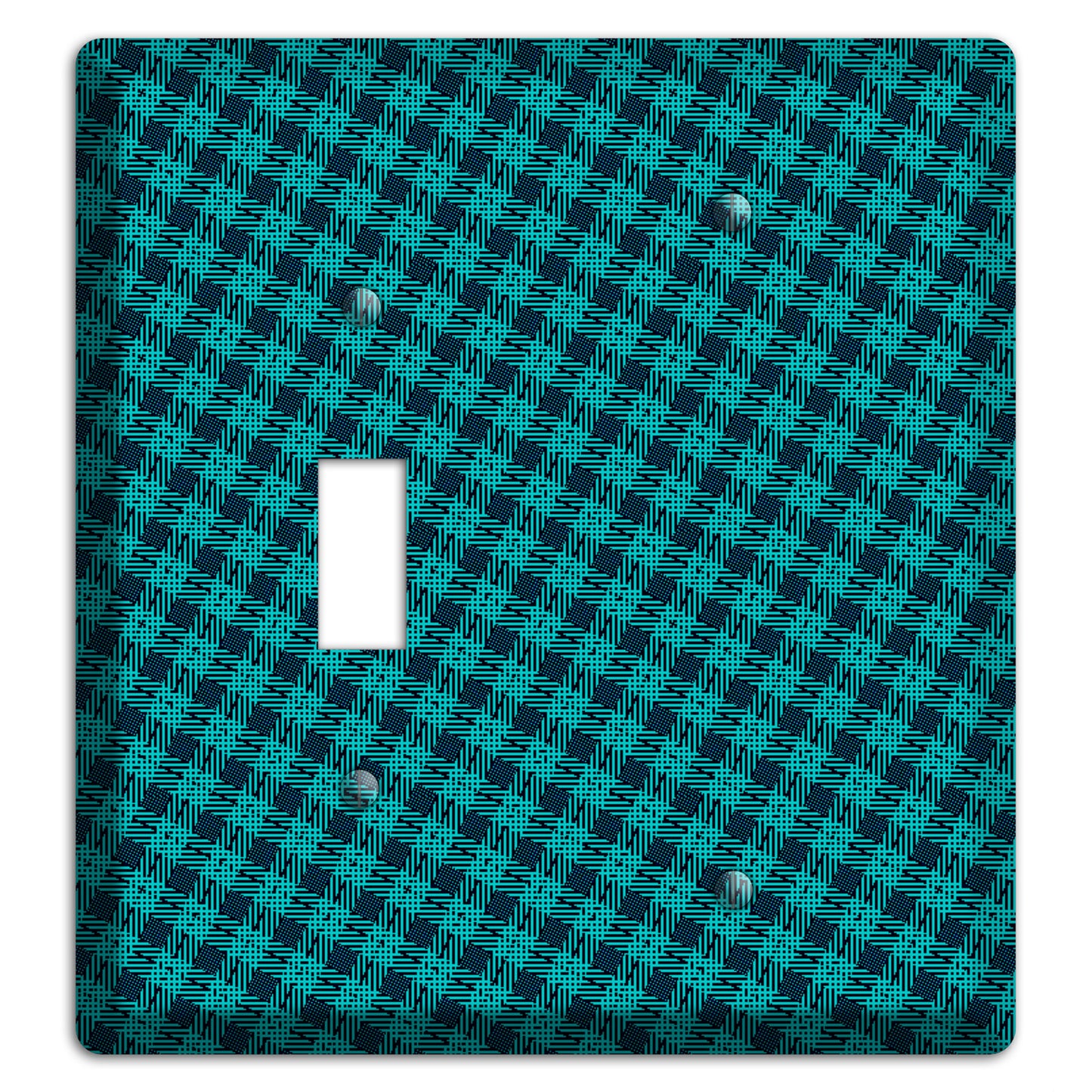 Turquoise Diamond Plaid Toggle / Blank Wallplate