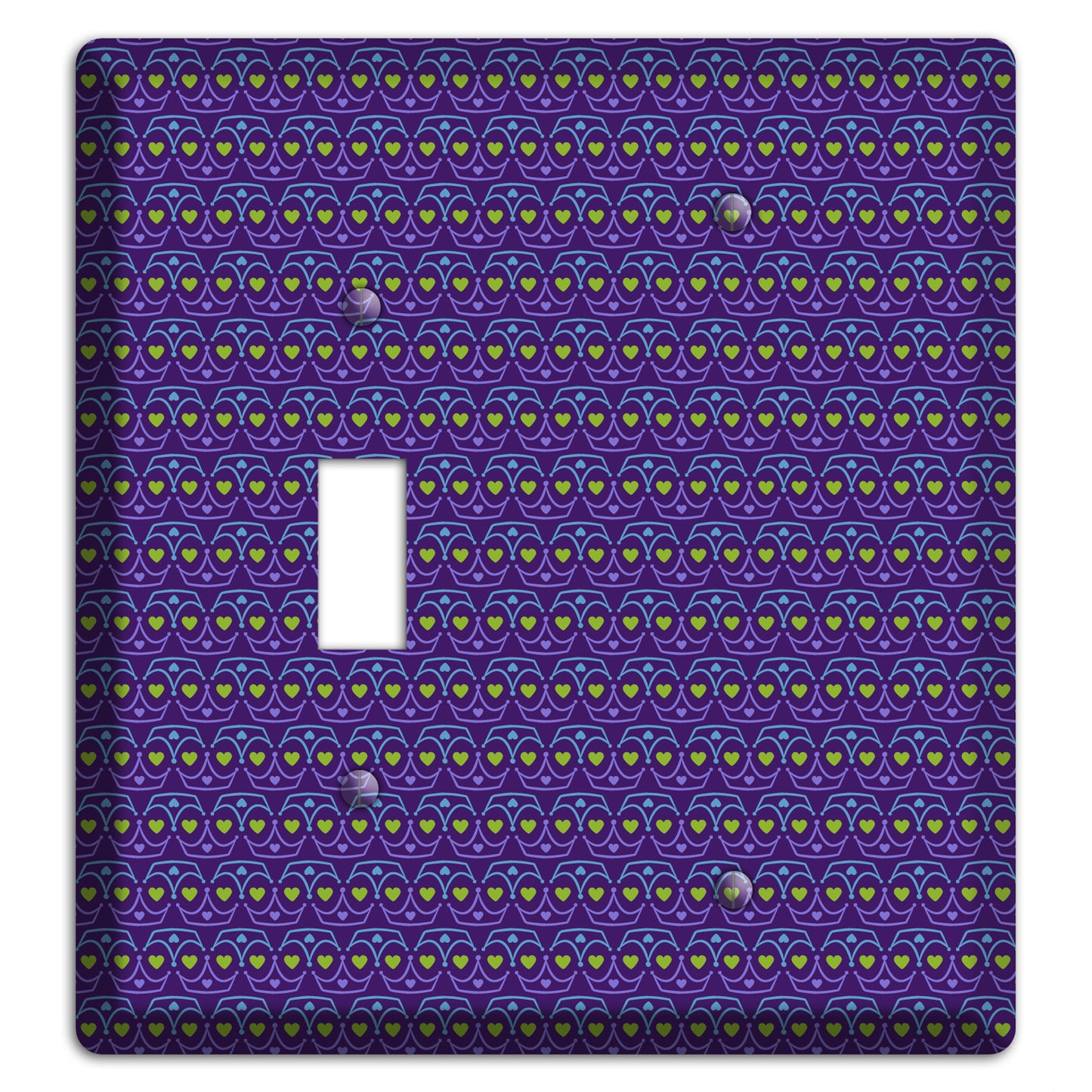 Purple Blue and Green Geometric Hearts Toggle / Blank Wallplate