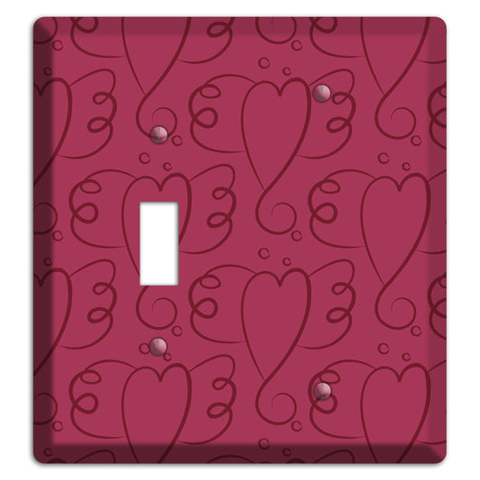 Fuschia Winged Hearts Toggle / Blank Wallplate