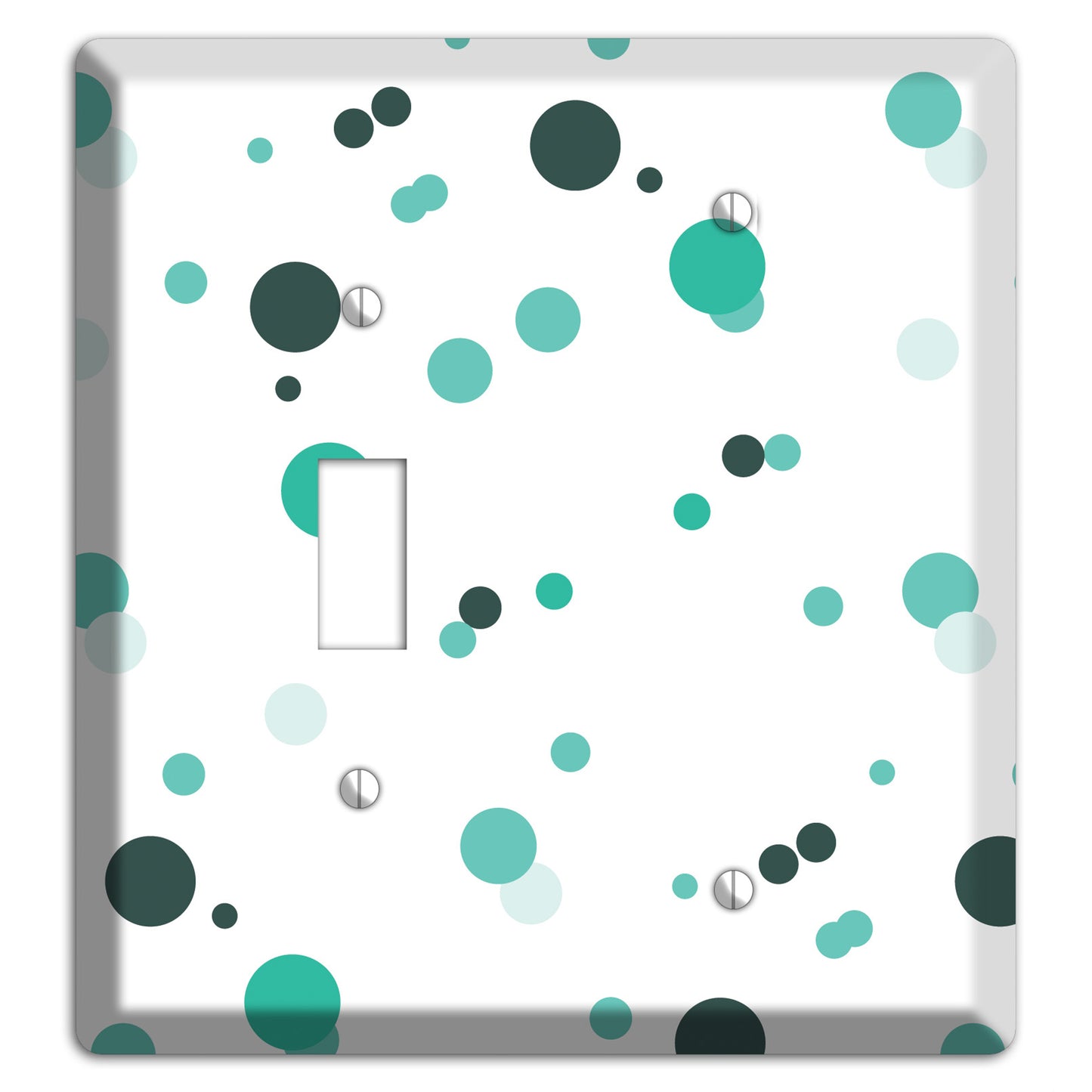 White with Multi Aqua Small Dots Toggle / Blank Wallplate