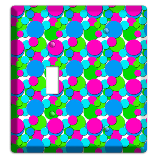 Fuschia Lime Blue Bubble Dots Toggle / Blank Wallplate