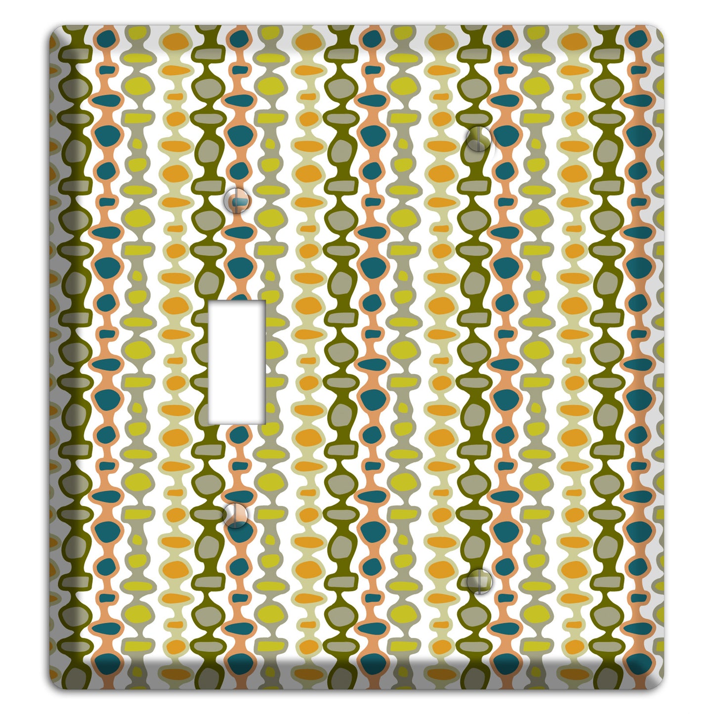 Multi Olive and Mustard Bead and Reel Toggle / Blank Wallplate