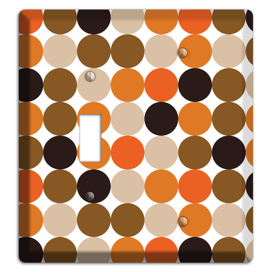 Orange Brown Black Beige Tiled Dots Toggle / Blank Wallplate