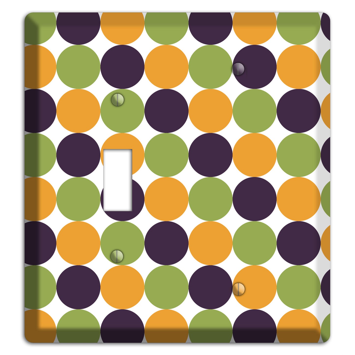 Olive Eggplant Orange Tiled Dots Toggle / Blank Wallplate