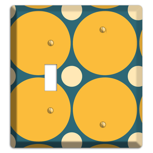 Jade with Mustard and Beige Multi Tiled Large Dots Toggle / Blank Wallplate