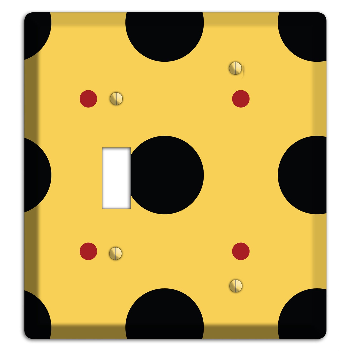 Yellow with Black and Red Multi Tiled Medium Dots Toggle / Blank Wallplate