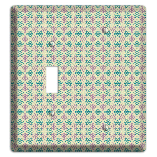 Large Green and Lavender Foulard Toggle / Blank Wallplate