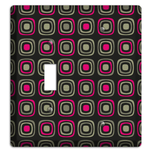 Multi Brown Fuschia Olive Retro Squares Toggle / Blank Wallplate