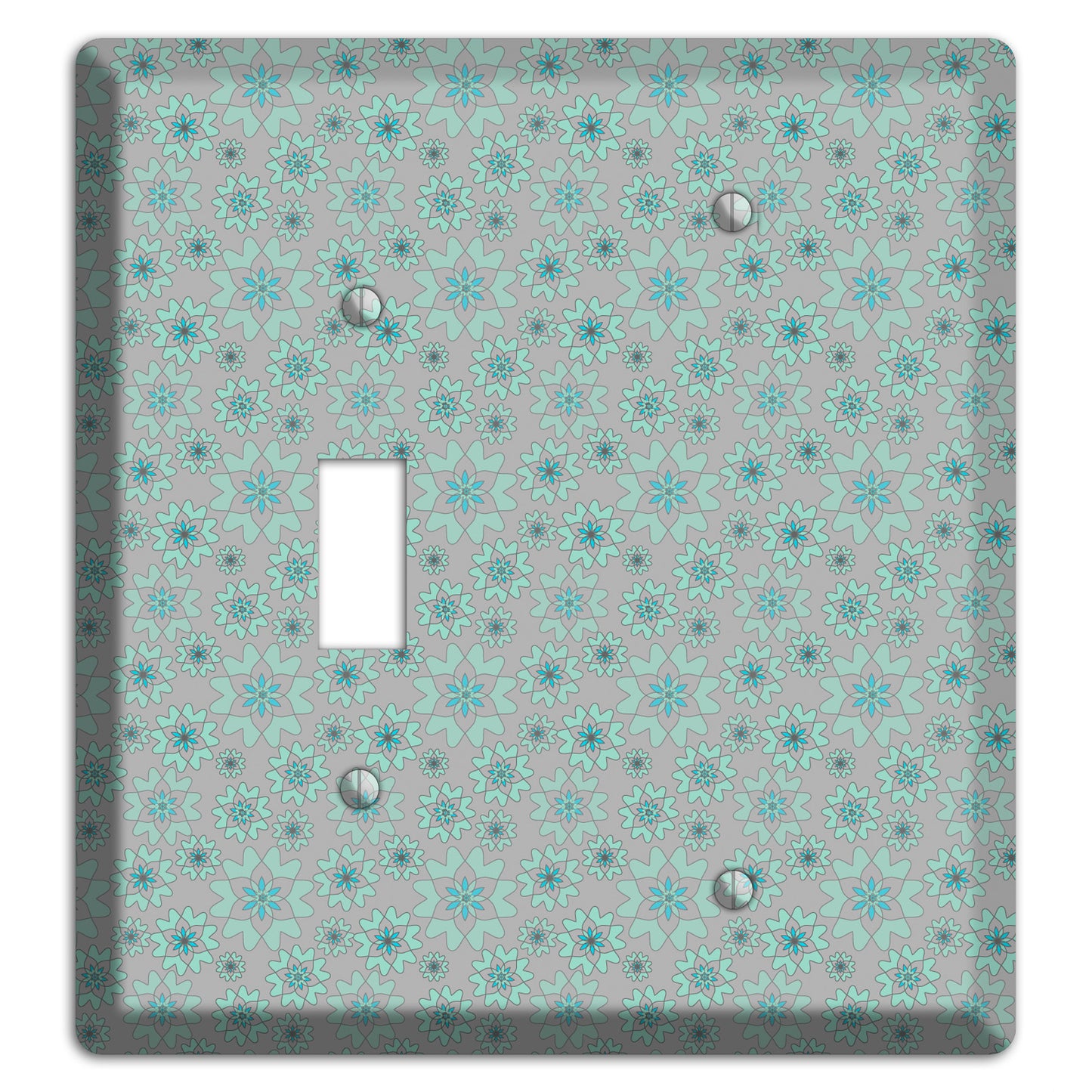 Grey with Tiny Aqua Retro Suzani 2 Toggle / Blank Wallplate