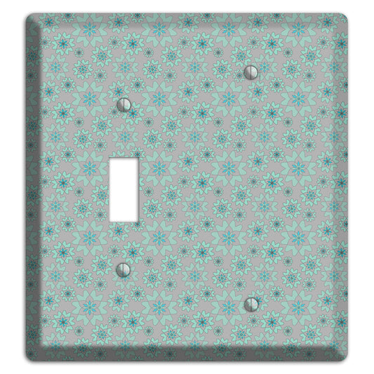 Grey with Tiny Aqua Retro Suzani 2 Toggle / Blank Wallplate