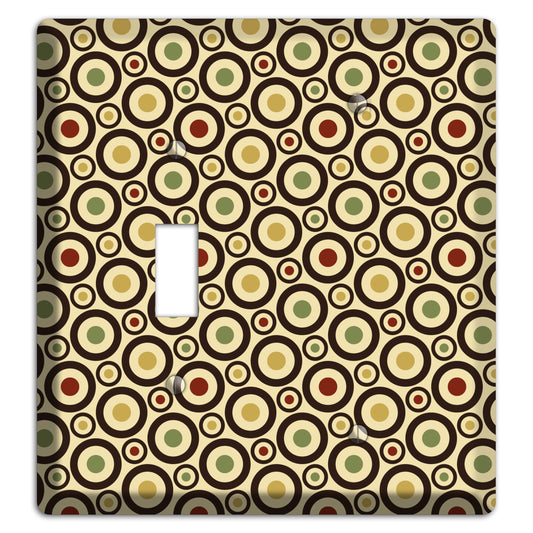 Beige with Olive Mustard Maroon Retro Tiny Bullseye Toggle / Blank Wallplate