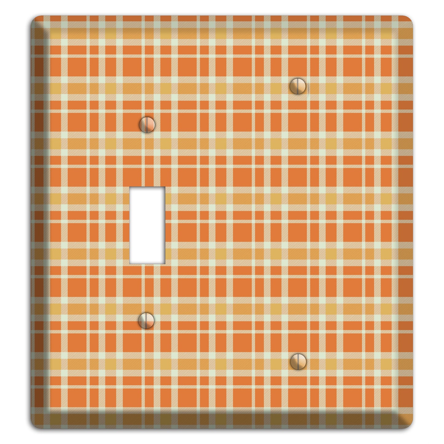 Orange and Beige Plaid Toggle / Blank Wallplate