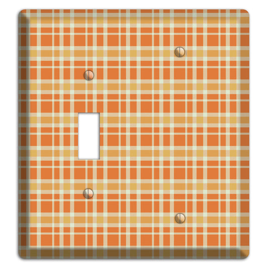 Orange and Beige Plaid Toggle / Blank Wallplate