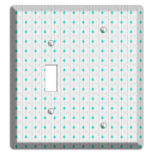 White and Blue Drops Toggle / Blank Wallplate