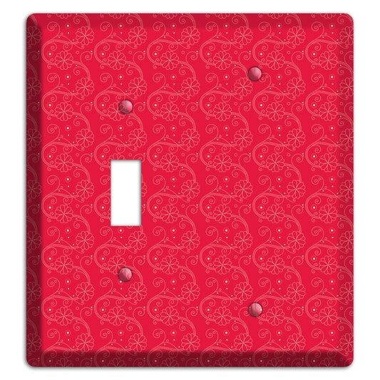 Tiny Red Floral Swirl Toggle / Blank Wallplate