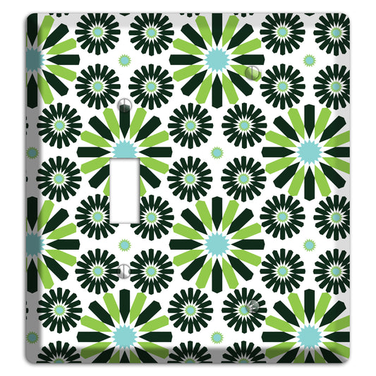 Lime and Teal Scandinavian Floral 2 Toggle / Blank Wallplate