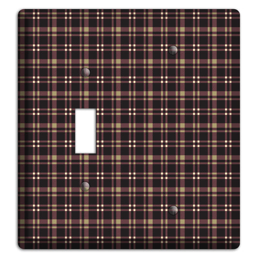 Dark Brown Plaid Toggle / Blank Wallplate