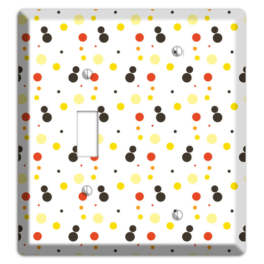 White With Black Maroon Olive Tiny Dots Toggle / Blank Wallplate