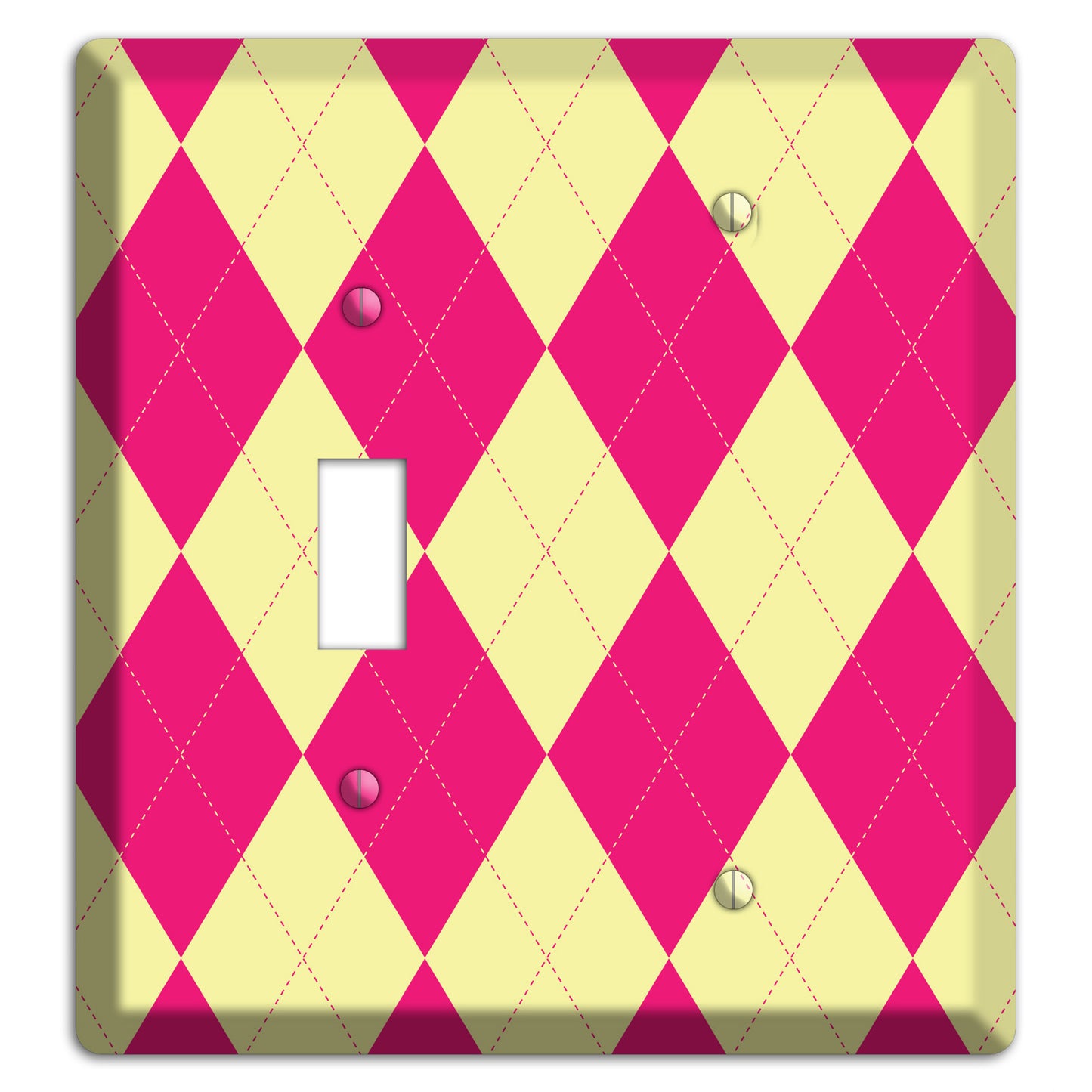 Pink and Yellow Argyle Toggle / Blank Wallplate