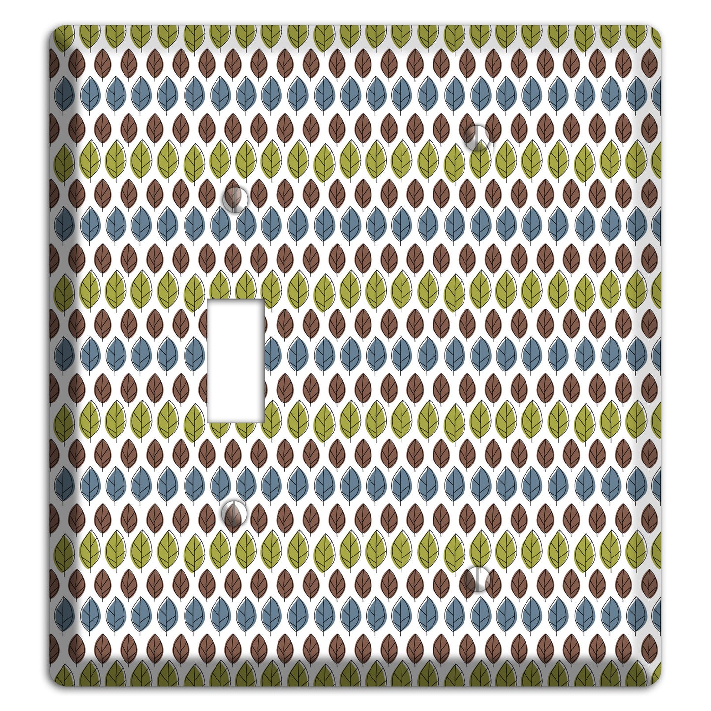 Sage Brown Dusty Blue Leaf Contour Toggle / Blank Wallplate