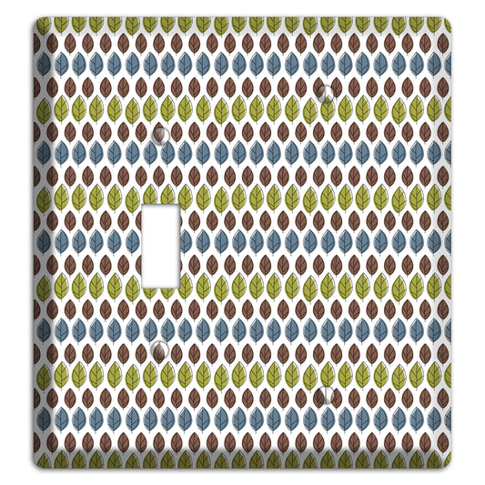 Sage Brown Dusty Blue Leaf Contour Toggle / Blank Wallplate