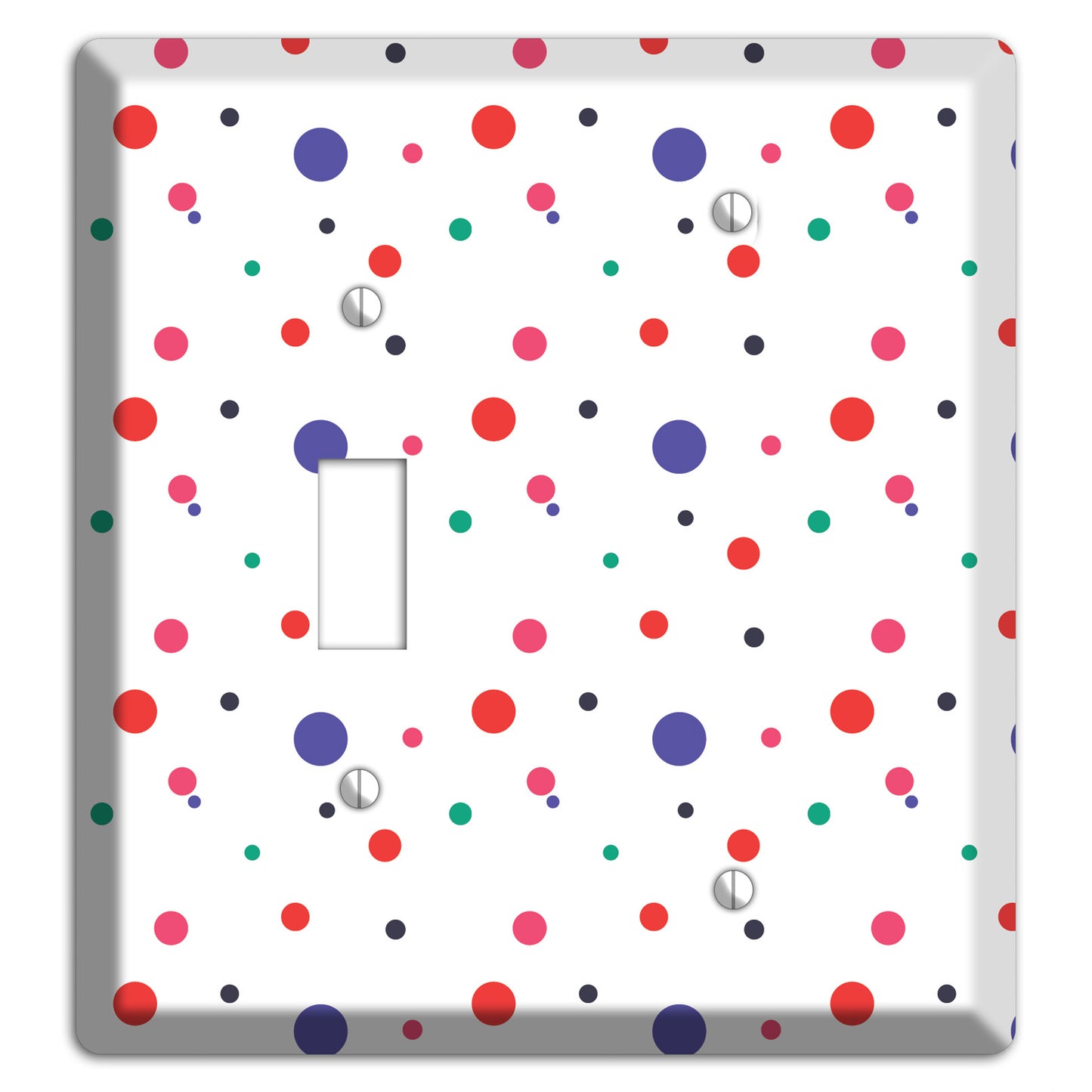 White with Multi Color Small Dots Toggle / Blank Wallplate