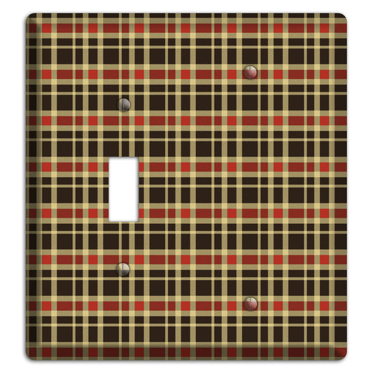 Maroon and Black Plaid Toggle / Blank Wallplate