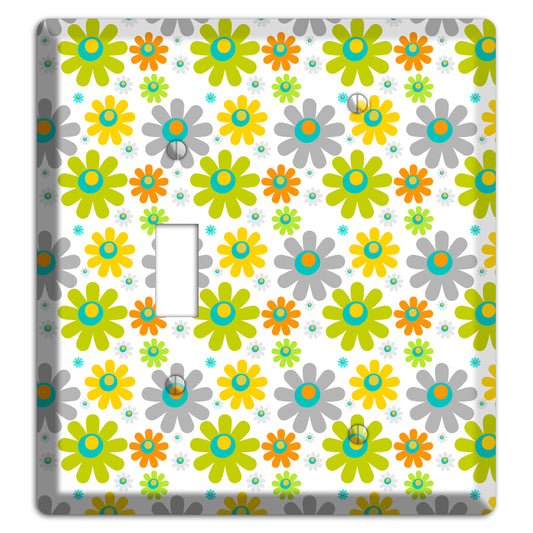 White and Yellow Flower Power Toggle / Blank Wallplate