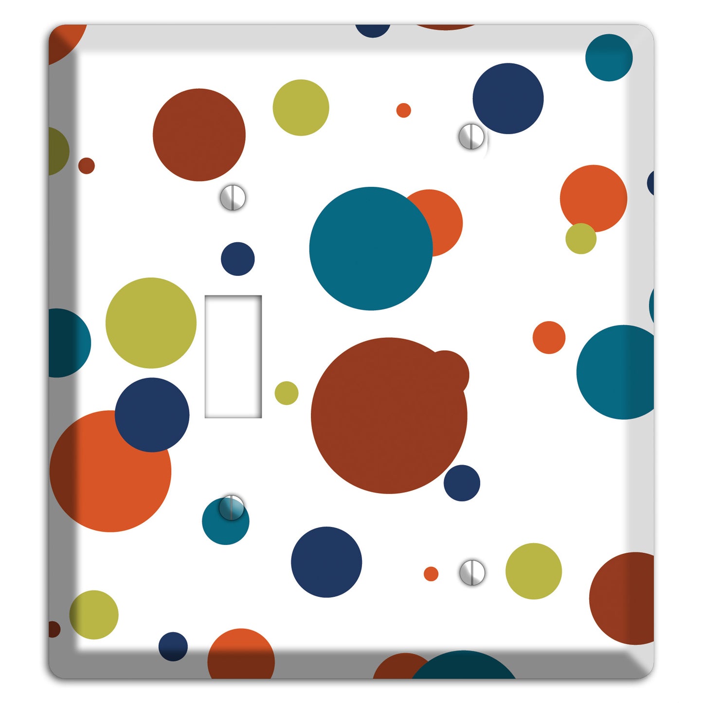 White with Multi Color Medium Dots Toggle / Blank Wallplate