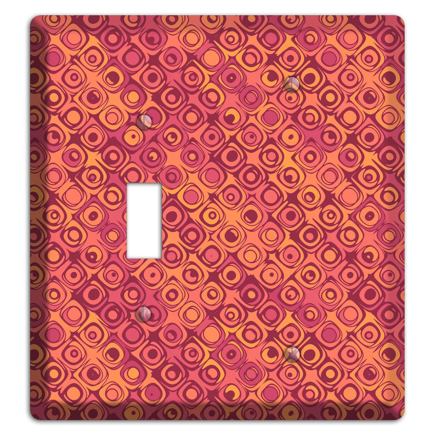 Coral Grunge Retro Circles Toggle / Blank Wallplate