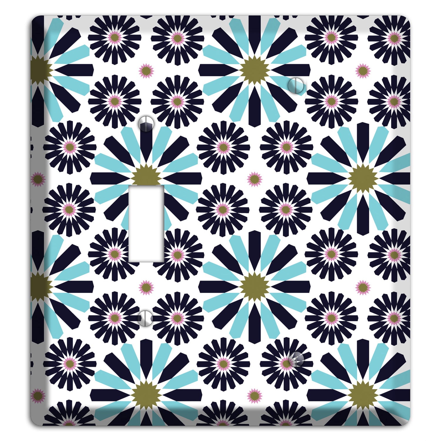 Dusty Blue and Olive Scandinavian Floral Toggle / Blank Wallplate