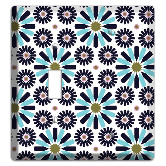 Dusty Blue and Olive Scandinavian Floral Toggle / Blank Wallplate