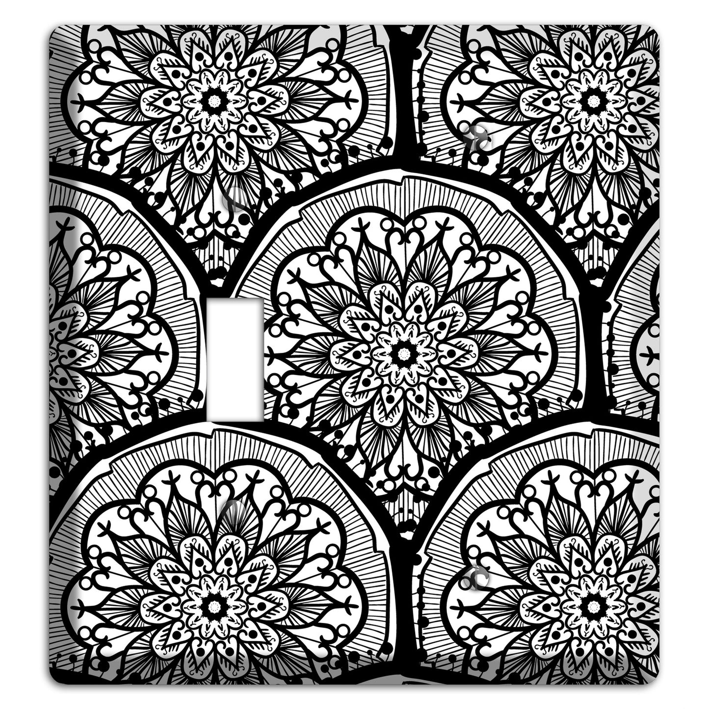 Mandala Black and White Style A Cover Plates Toggle / Blank Wallplate