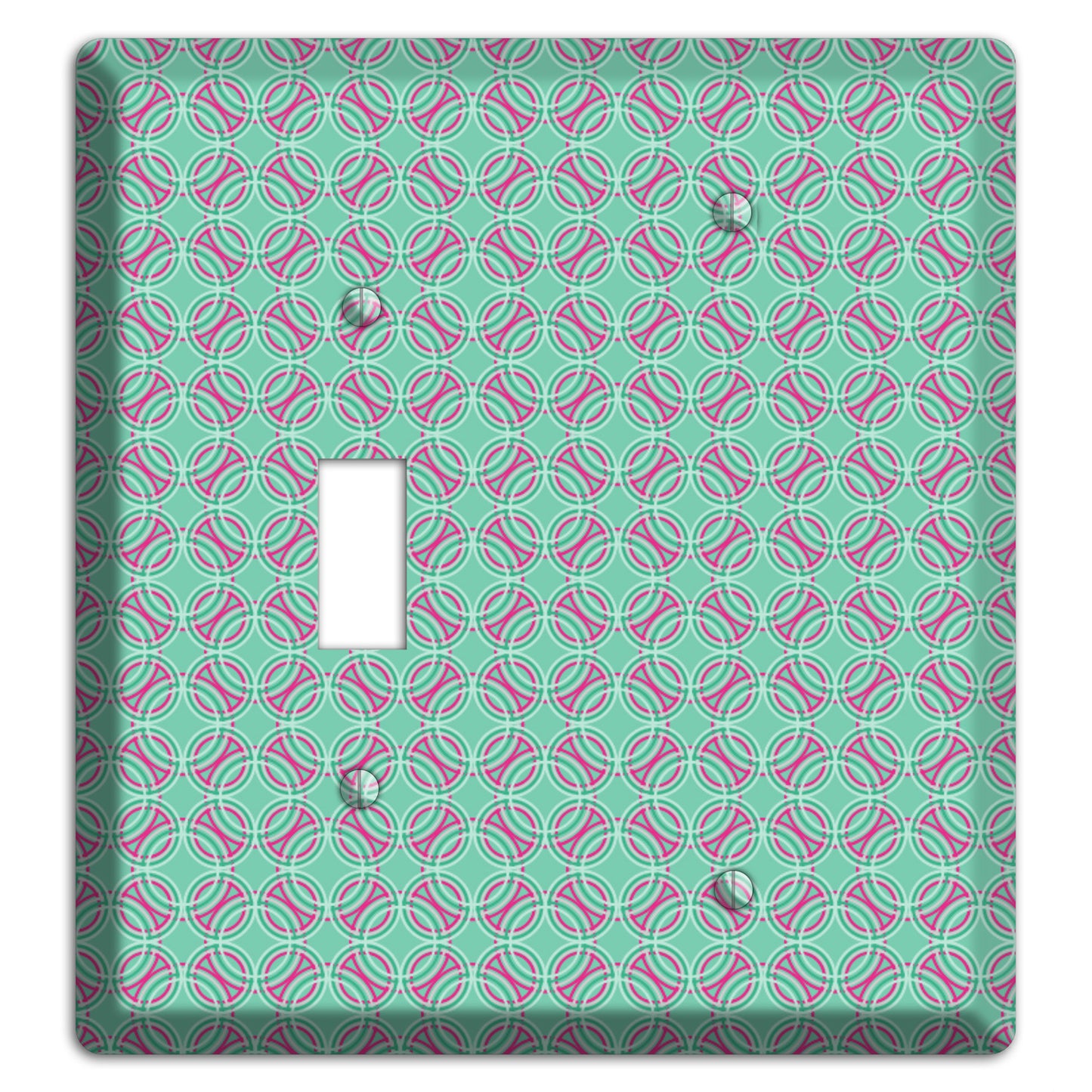 Multi Aqua with Fuschia Concentric Circles Overlay Toggle / Blank Wallplate