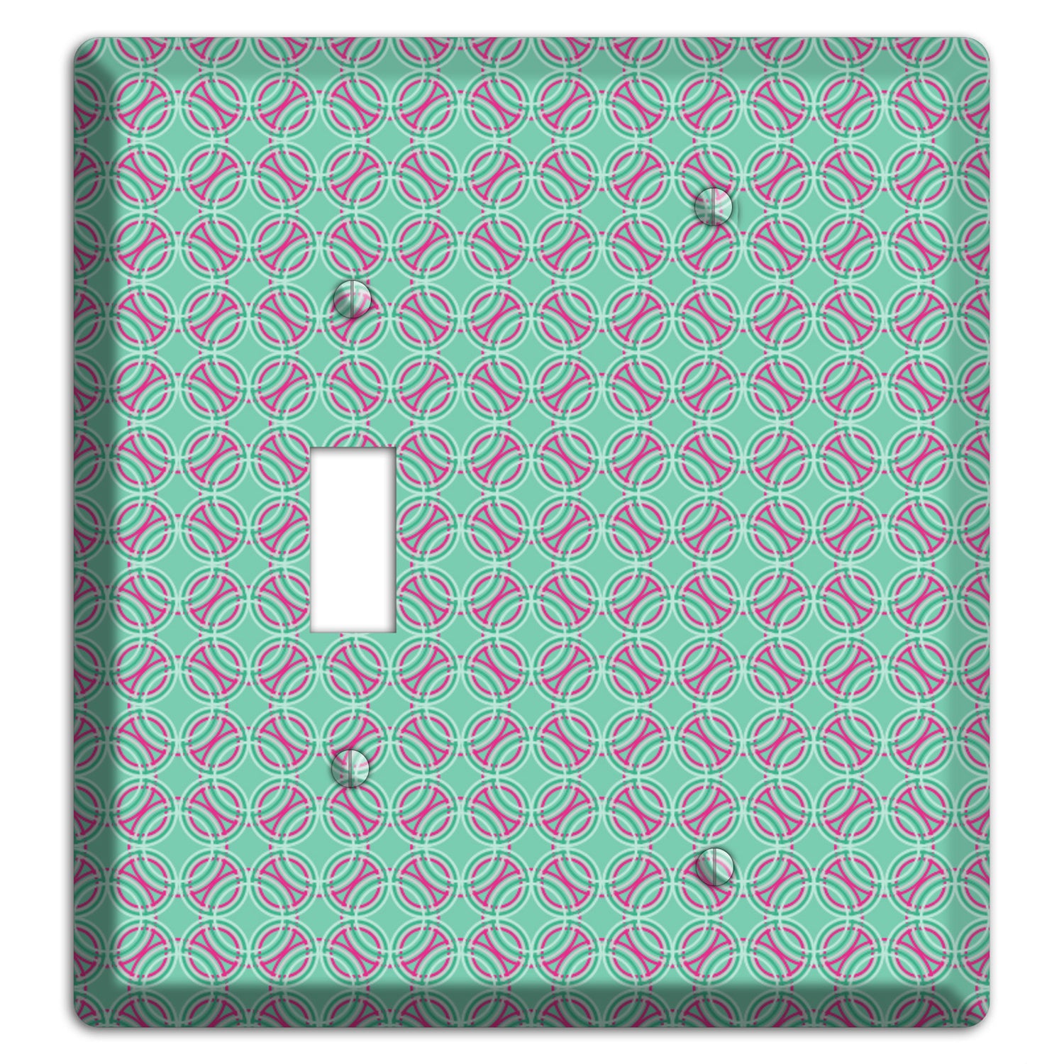 Multi Aqua with Fuschia Concentric Circles Overlay Toggle / Blank Wallplate