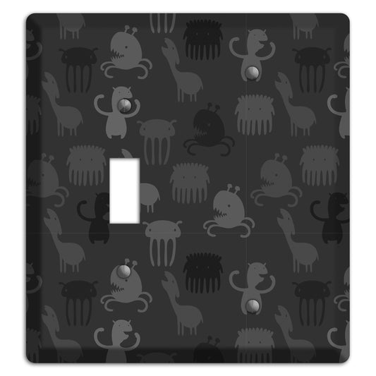 Silly Monsters Black and Grey Toggle / Blank Wallplate