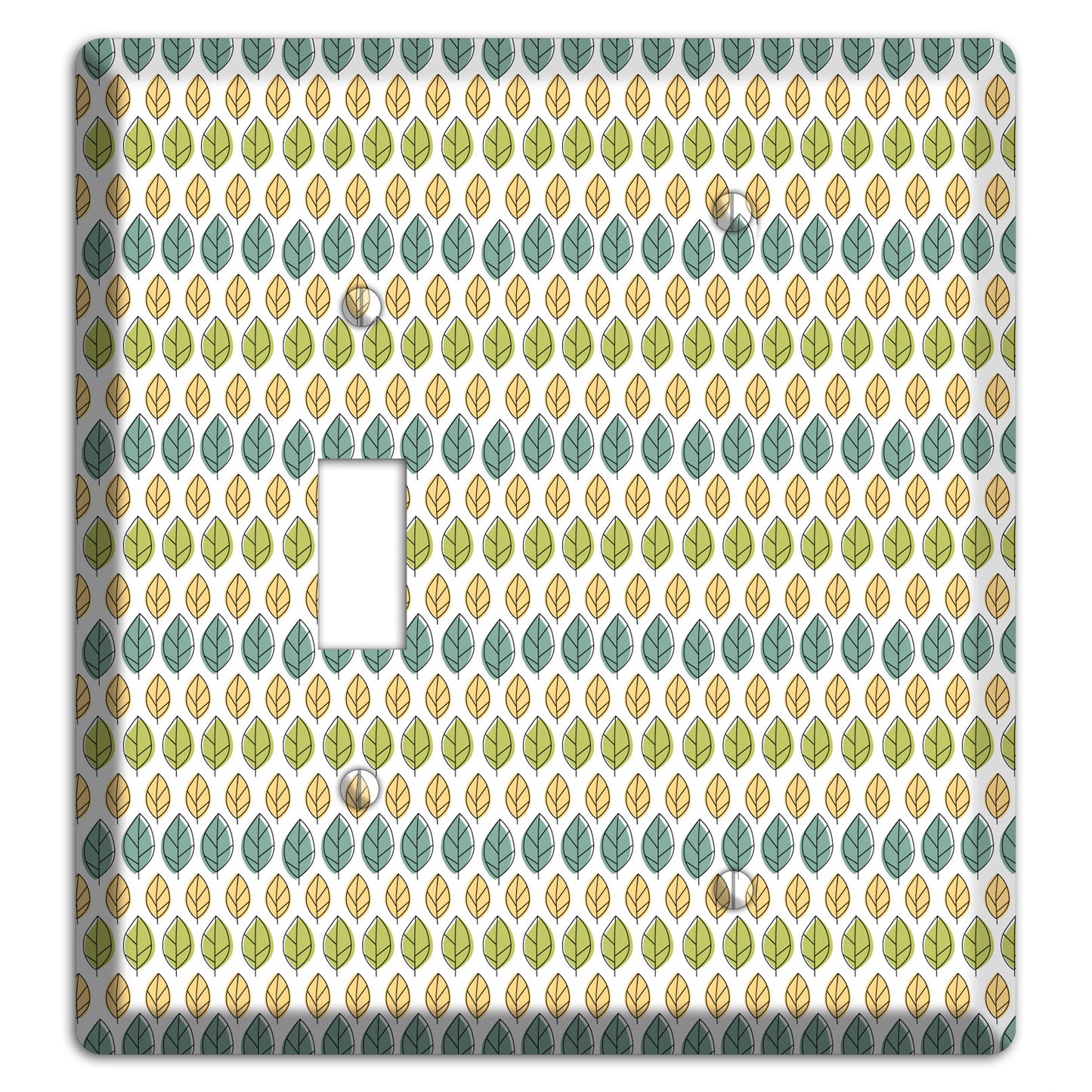 Sage Beige Dusty Blue Leaf Contour Toggle / Blank Wallplate